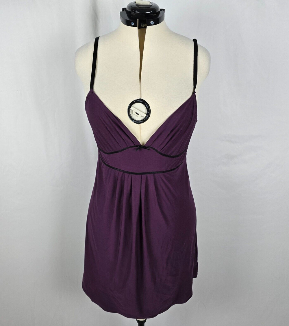 Marilyn Monroe Slip Women's L Purple Black Trim Adjustable Spaghetti Straps